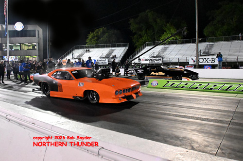 'Jacob McNeal (near lane) vs 
Jason Harris (far lane)